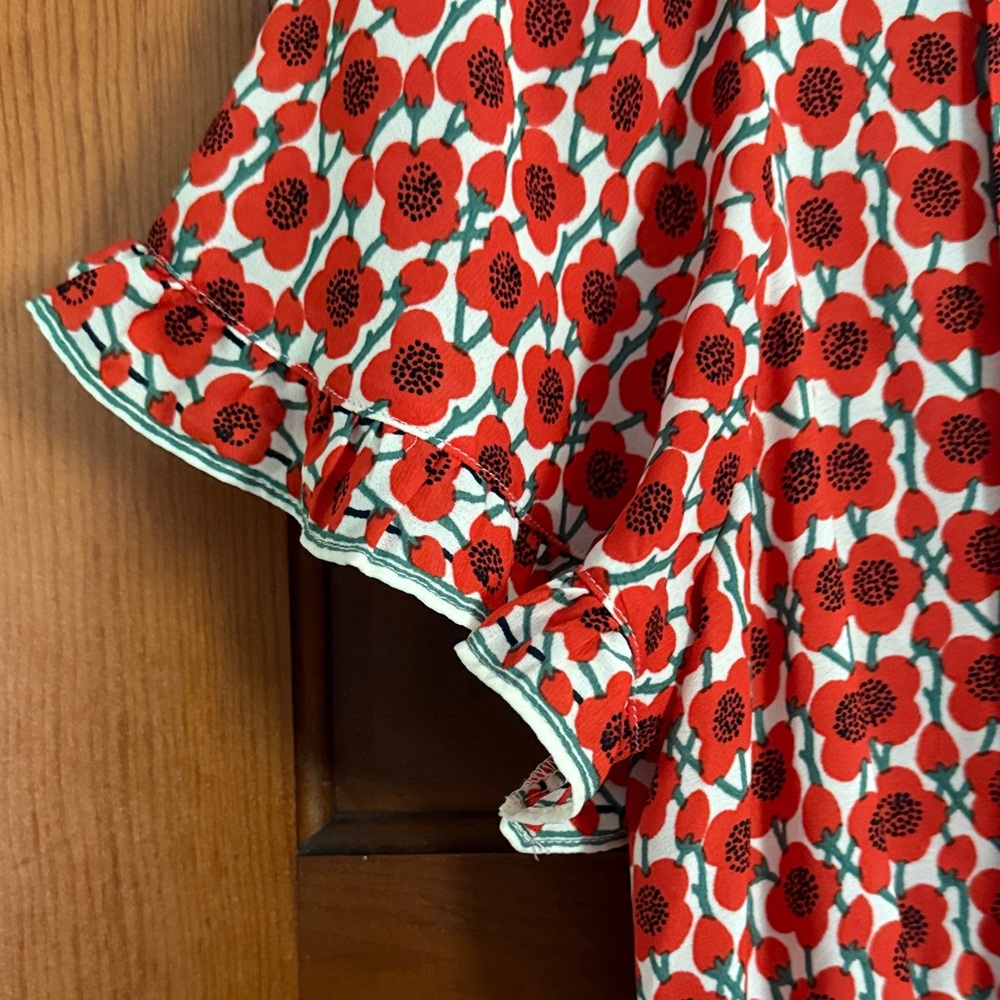 Max Studio Red Floral Ruffle V-Neck maxi dress - Picture 4 of 5